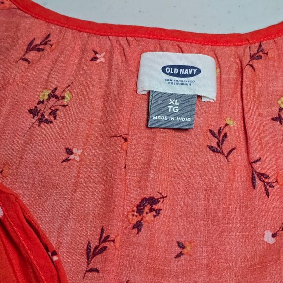 Old Navy boho sleeveless orange blouse with tassels - Picture 7 of 12